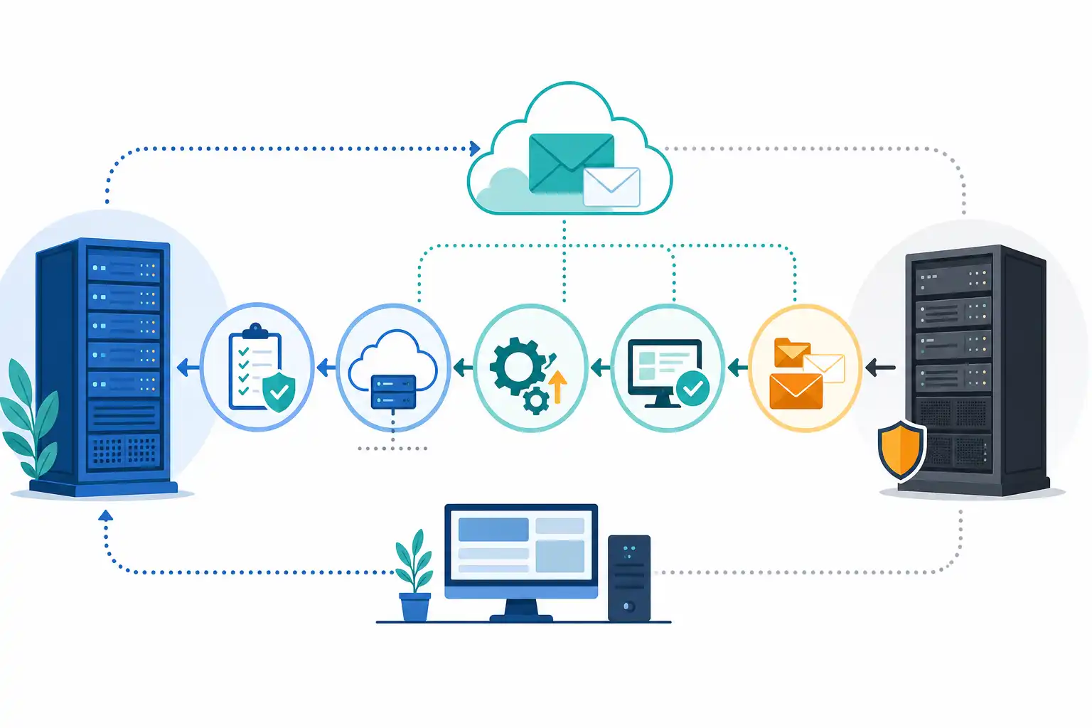 Infografik zu Exchange Server Subscription Edition migrieren: Praxisplan für Exchange 2019 (KI-generiert)
