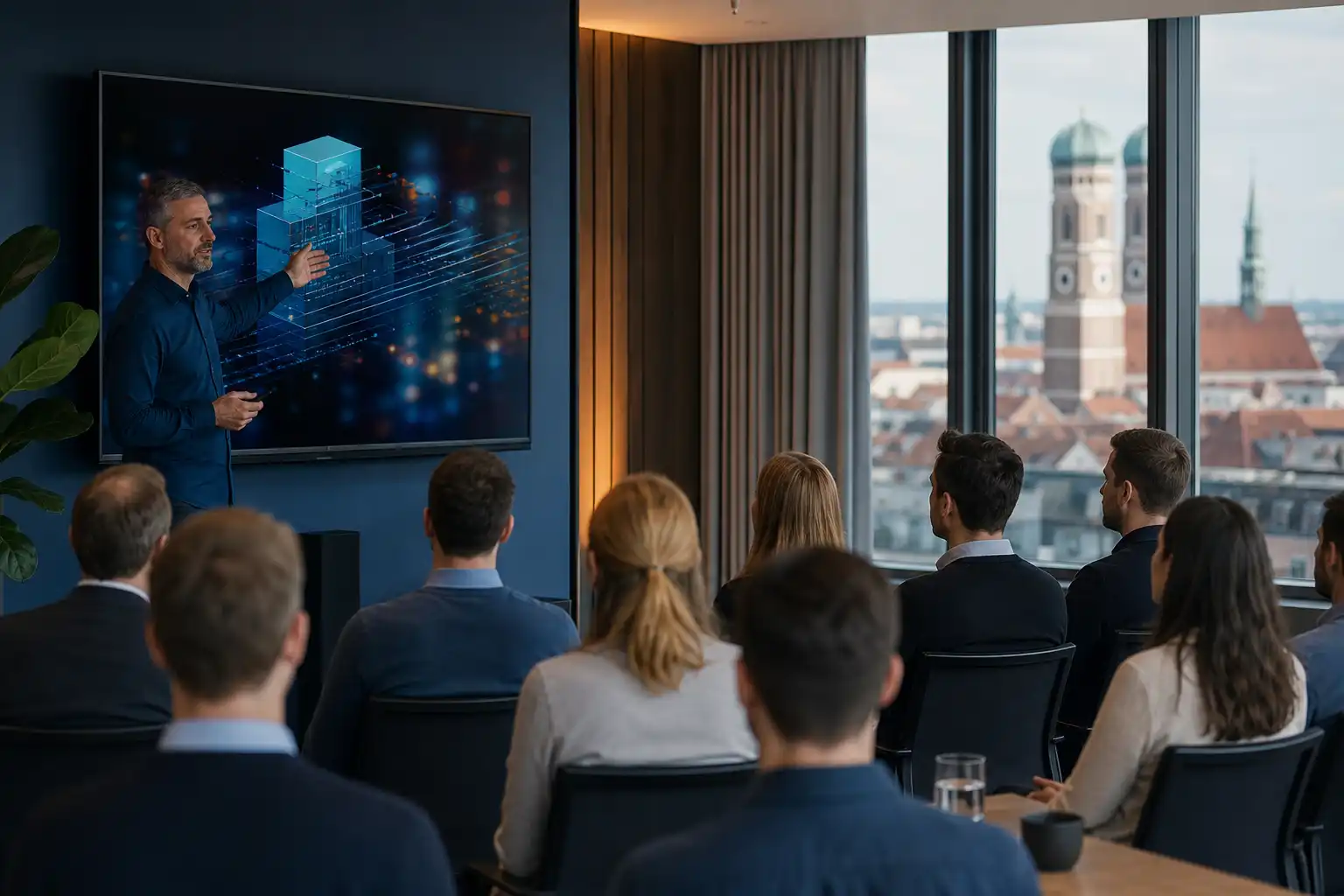 IT-Trainer präsentiert in einem Seminarraum in München