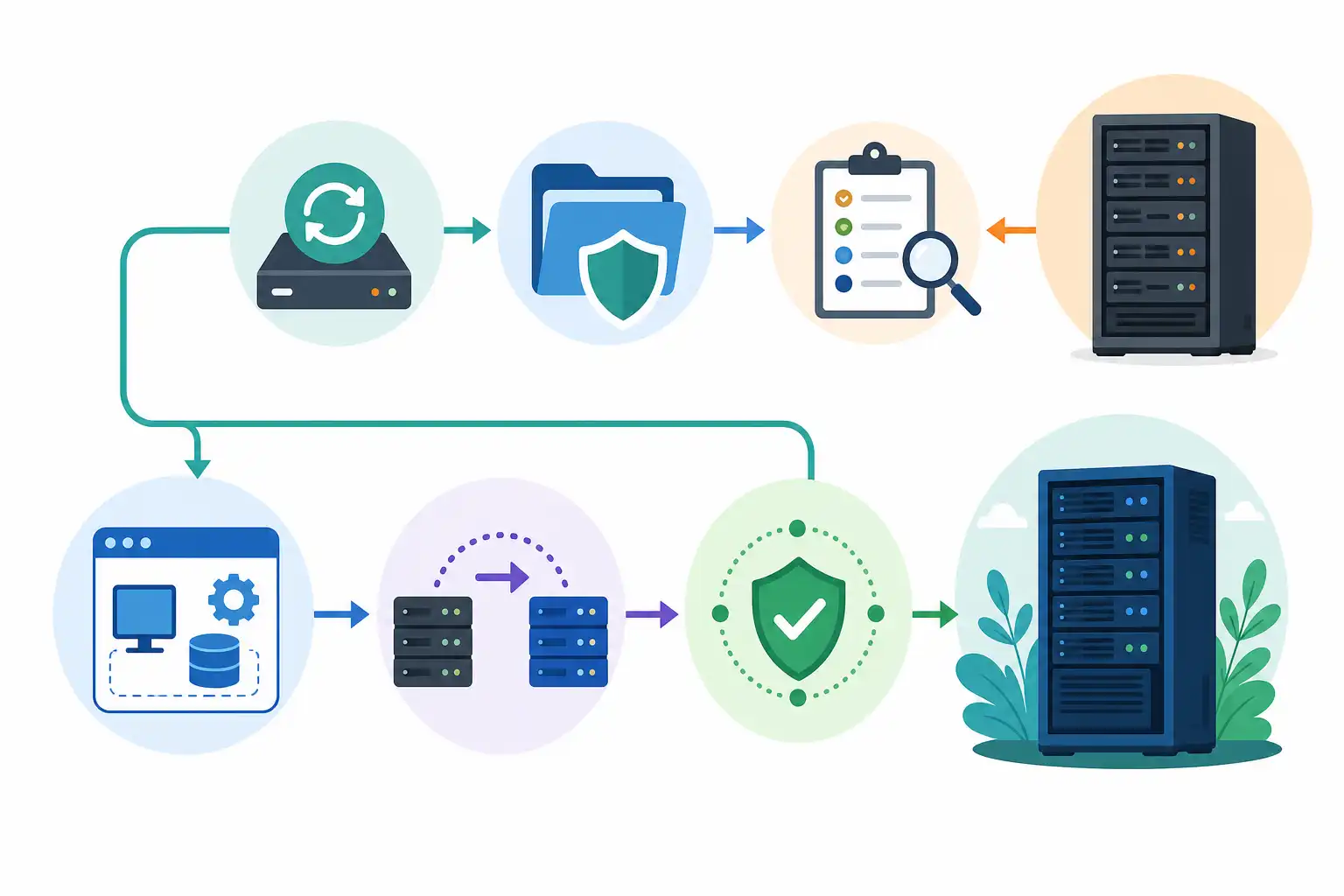 Infografik zu Windows Server 2016 auf Windows Server 2025 migrieren: Praxisplan vor dem Support-Ende (KI-generiert)